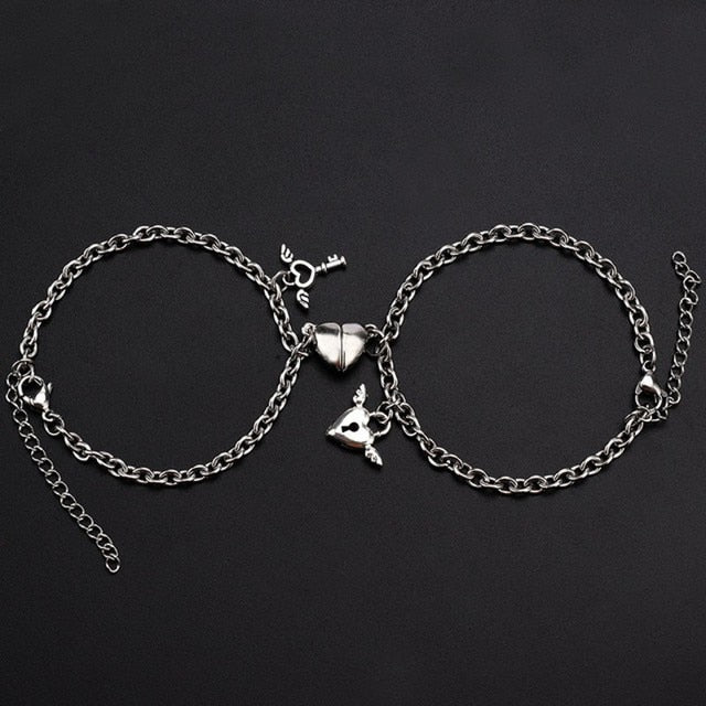 Pulsera con imán de corazón de 2 piezas para amantes