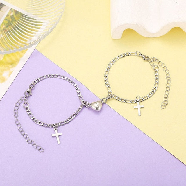 Pulsera con imán de corazón de 2 piezas para amantes