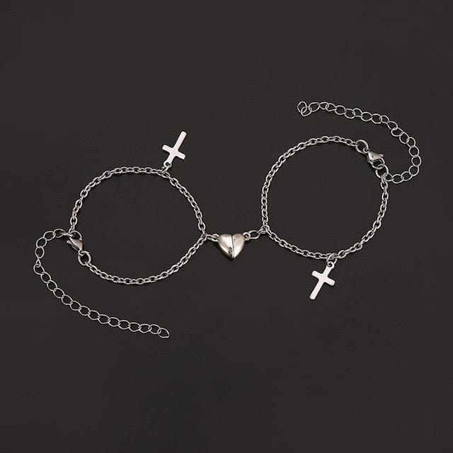 Pulsera con imán de corazón de 2 piezas para amantes