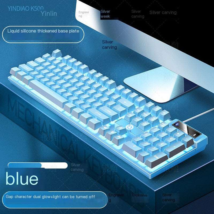 Silver carving K500 game wired keyboard color matching luminous manipulator feel desktop computer accessories