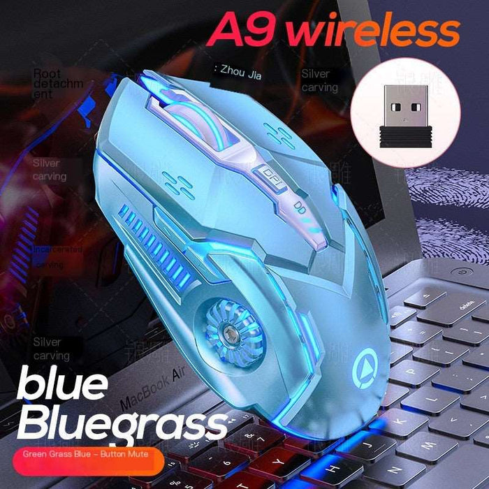 Silver Carving A9 Luminous Mute Gaming Wireless Mouse Girls Pink Laptop Accessories