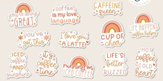 Stickers 10 pieces coffeeholic coffee for laptop, books, or wherever you want to use it on, just let your imagination to fly