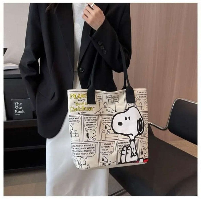 Anime Snoopy Canvas Bag Large Capacity Handbag 2023 New Trendy Cartoon Tote Bag Versatile One-Shoulder Tote Bag Holiday Gifts