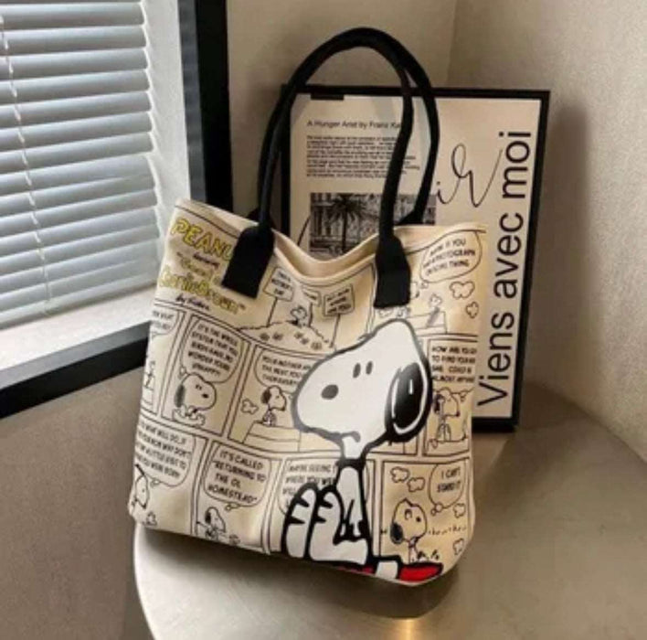 Anime Snoopy Canvas Bag Large Capacity Handbag 2023 New Trendy Cartoon Tote Bag Versatile One-Shoulder Tote Bag Holiday Gifts