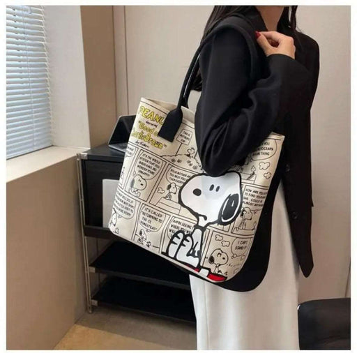 Anime Snoopy Canvas Bag Large Capacity Handbag 2023 New Trendy Cartoon Tote Bag Versatile One-Shoulder Tote Bag Holiday Gifts