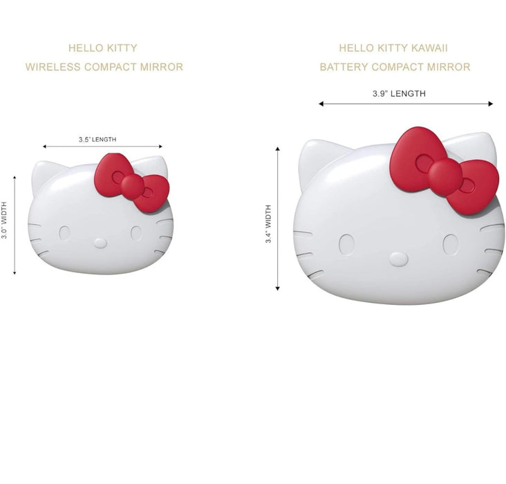 Impressions Vanity Hello Kitty Kawaii Compact Mirror with Touch Sensor Switch for Purse, LED Makeup Mirror with 2X Magnifying Top and Adjustable Brightness (White)