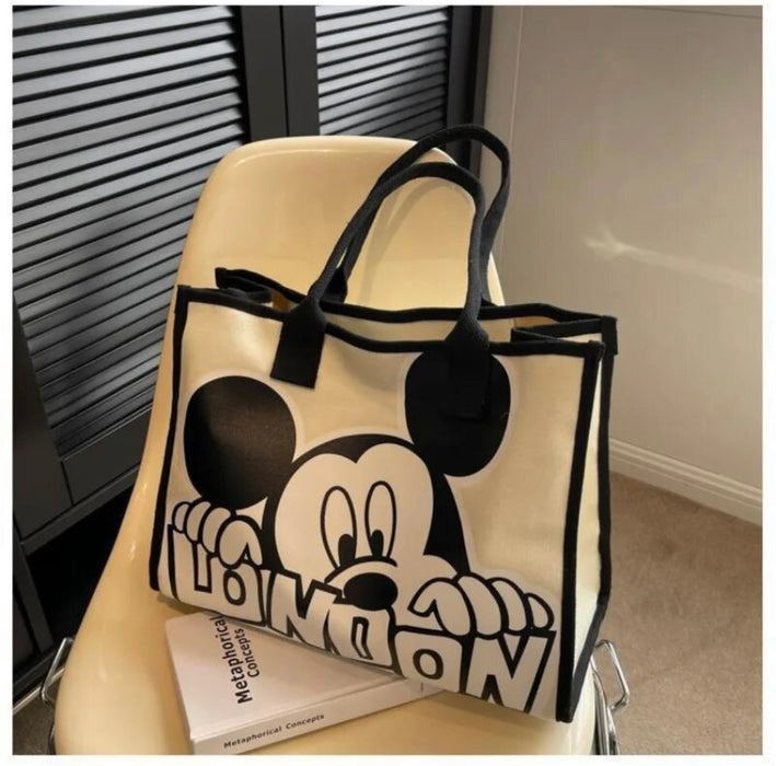 Mickey Canvas Bag for Women Summer New Versatile Shoulder Bag Commuter Handbag Large Capacity Messenger Bag Mommy Bag