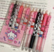 Gel Pen 6Pcs Cartoon Hello Kitty Kuromi ST Quick Drying Black 0.5mm Press The Ballpoint Pen Learning Stationery Gifts Toy