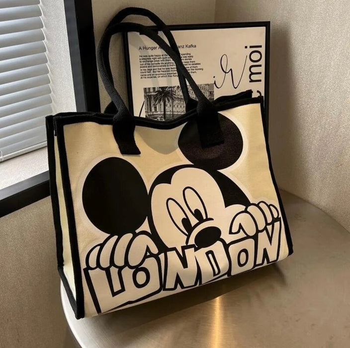 Mickey Canvas Bag for Women Summer New Versatile Shoulder Bag Commuter Handbag Large Capacity Messenger Bag Mommy Bag