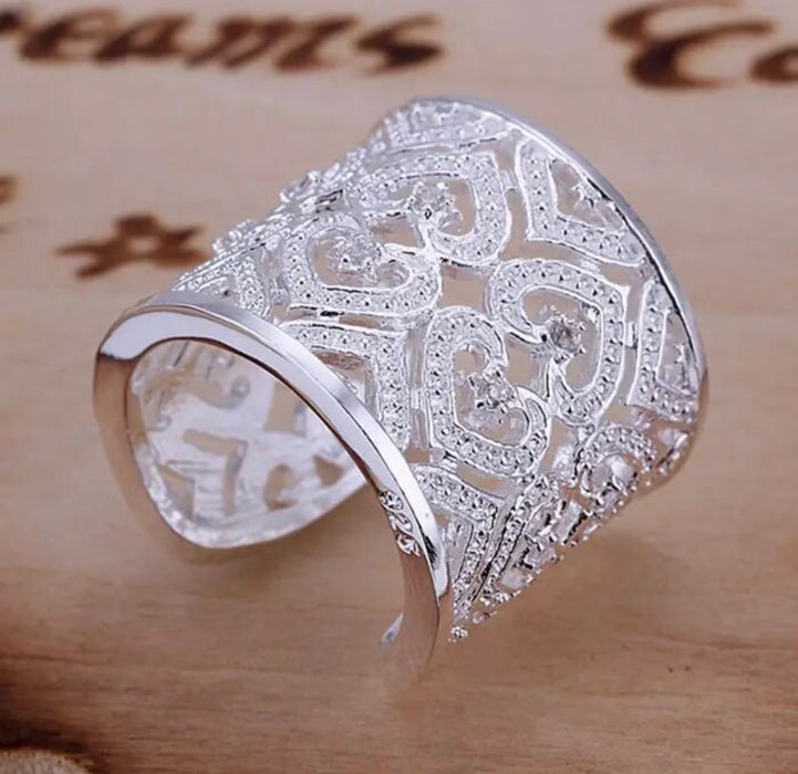 Jewelry silver plated resizable Ring Fashion Inlaid Zircon Multi Heart Ring Silver Jewelry Finger Rings SMTR106