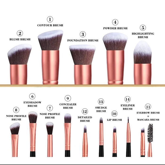 14Pcs Makeup Brushes Set Soft Cosmetics Foundation Powder Eyeshadow Makeup Brushes Professional Make Up Kit Beauty Tools