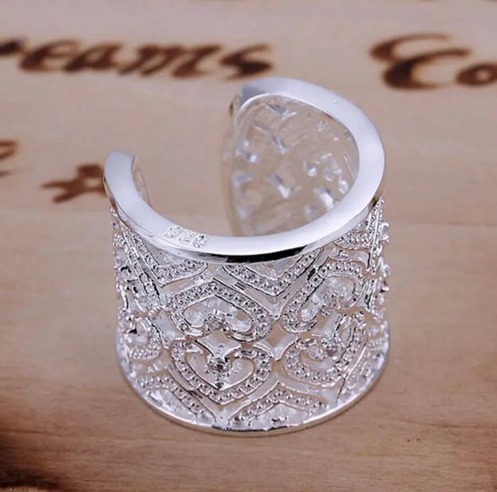 Jewelry silver plated resizable Ring Fashion Inlaid Zircon Multi Heart Ring Silver Jewelry Finger Rings SMTR106