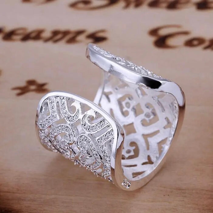 Jewelry silver plated resizable Ring Fashion Inlaid Zircon Multi Heart Ring Silver Jewelry Finger Rings SMTR106