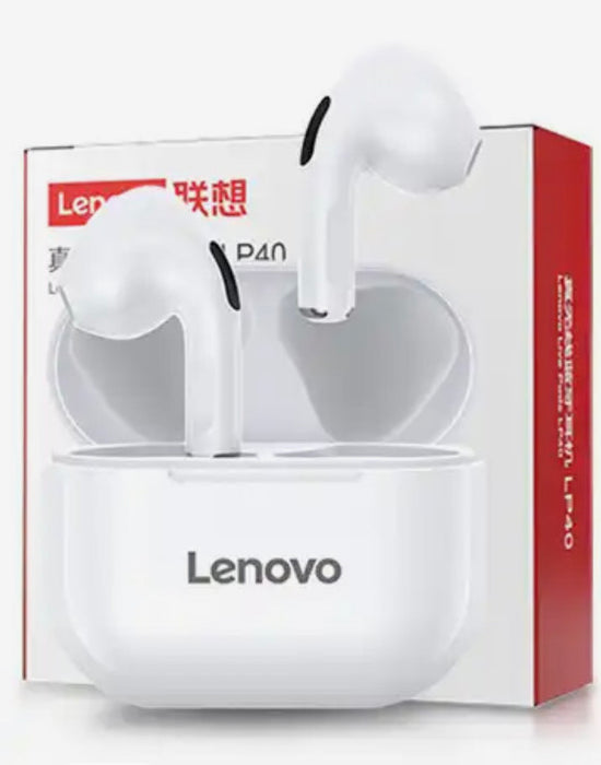 Lenovo LP40 white  wireless earbuds bluetooth headphones with charging case built-in microphone for ios/android