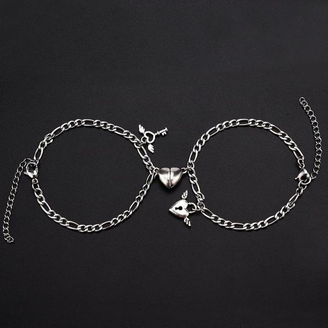 Pulsera con imán de corazón de 2 piezas para amantes