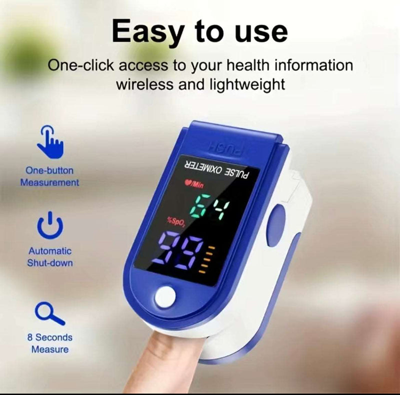 Fingertip Pulse Oximeter, Blood Oxygen Saturation Monitor (SpO2) With Pulse Rate Measurements And Pulse Bar Graph, Portable Digital Reading LED Display, Batteries Not Included