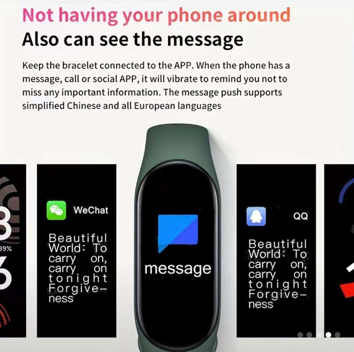 New Smartband Fitness Smart Bracelet Heart Rate Blood Pressure Measurement Waterproof Smart Watch Men Women