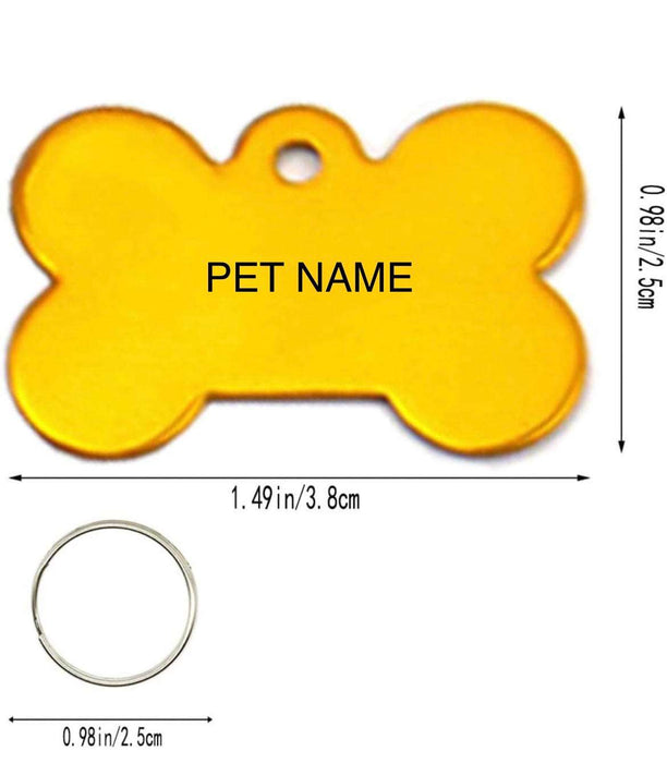 Bone Shape Pet ID Tag 38MM Personalized Aluminium Pendants Tag Dog Cat Pet Name Phone Number ID Tag Charm with Key Ring for Dogs Cats