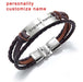 Luxury Brand Custom Logo Name Engrave Leather Bangle & Bracelet Women Handmade life-saving Men Rope Id Bracelets