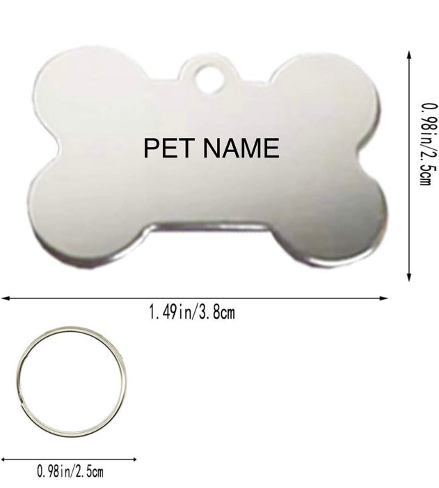 GoTags Stainless Steel Pet ID Tags, Personalized Dog Tags, Engraved in bone shape tag