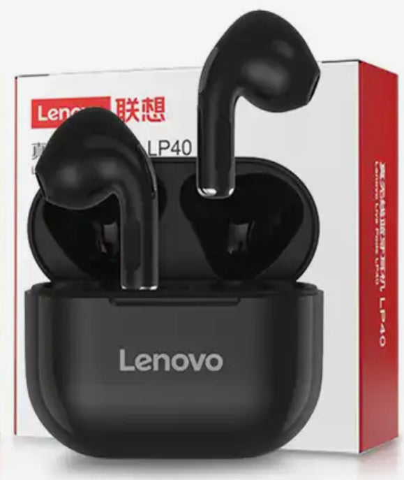 Auriculares inalámbricos Lenovo LP40 con bluetooth y estuche de carga, micrófono incorporado para ios/android 