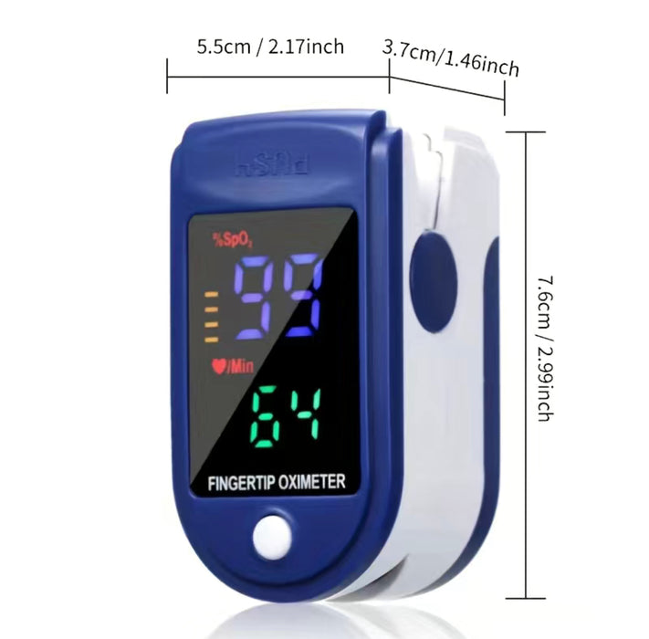 Fingertip Pulse Oximeter, Blood Oxygen Saturation Monitor (SpO2) With Pulse Rate Measurements And Pulse Bar Graph, Portable Digital Reading LED Display, Batteries Not Included