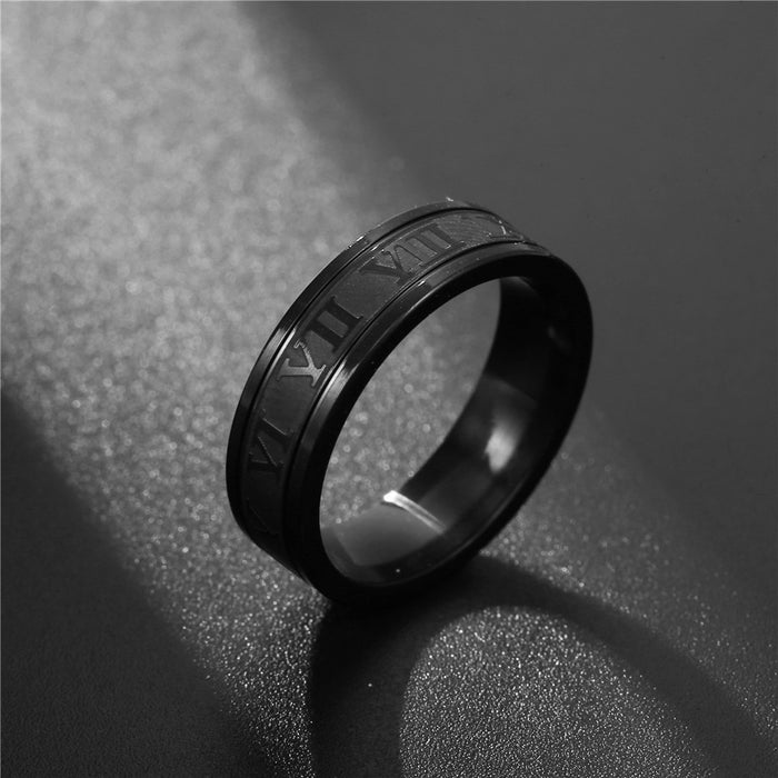 Vintage Roman Numbers Ring Temperament Fashion 6mm Width Stainless Steel Couple Ring For Men Woman Party Jewelry Birthday Gifts