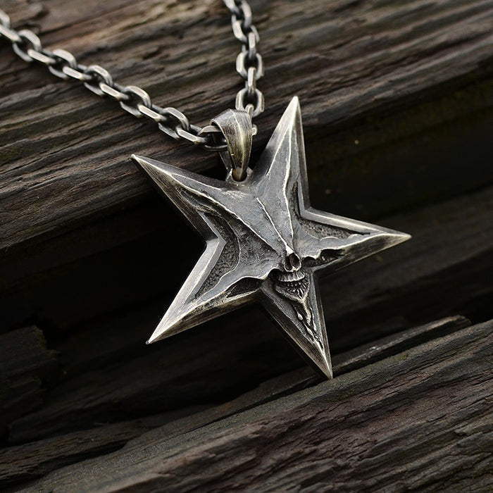 Vintage Cross Men's Alloy Pendant Punk Pentagram Pop Pendant Necklace