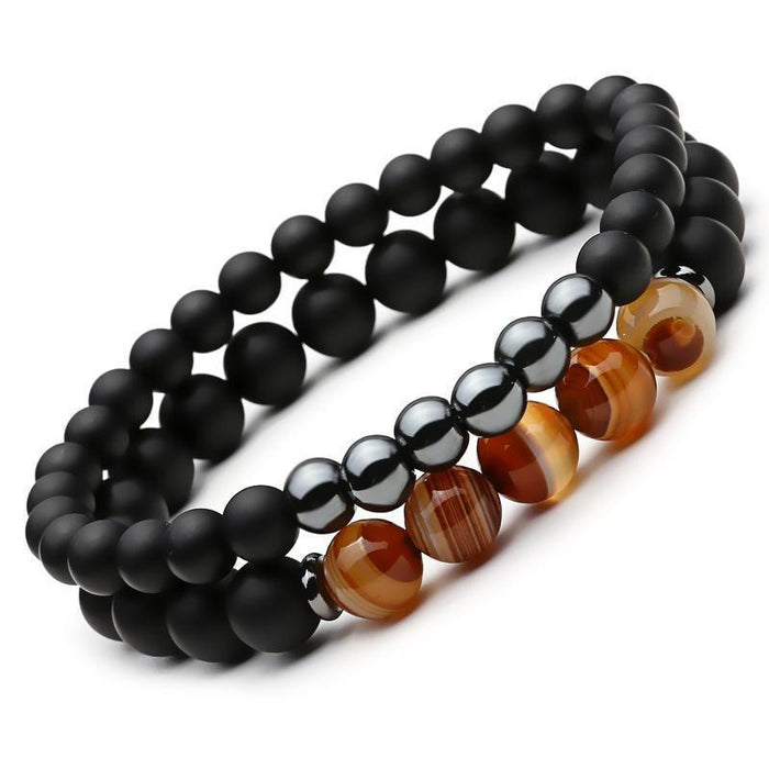 Juego de pulseras de equilibrio The Protector Hematite Agate