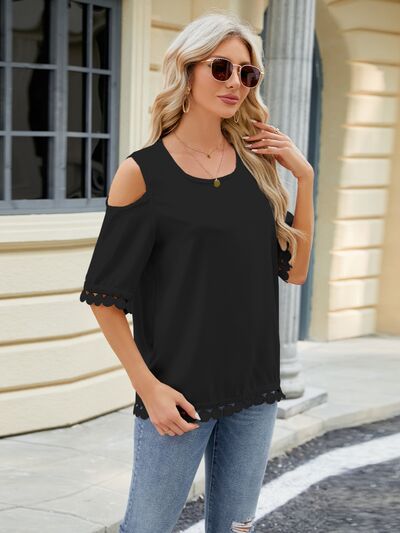 Cold Shoulder Half Sleeve Blouse