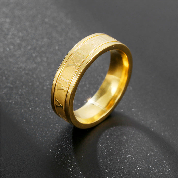 Vintage Roman Numbers Ring Temperament Fashion 6mm Width Stainless Steel Couple Ring For Men Woman Party Jewelry Birthday Gifts