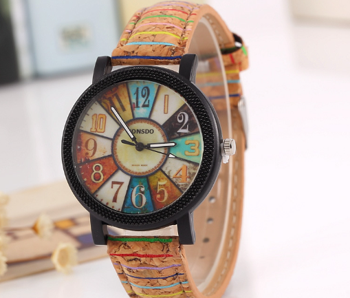 New Ladies Watch Leather Strap Student Watch Trend Personality Fashion Color Bar Roman Watch