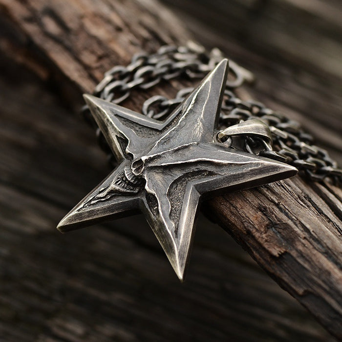 Vintage Cross Men's Alloy Pendant Punk Pentagram Pop Pendant Necklace