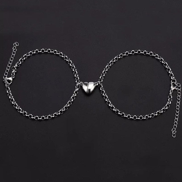 Pulsera con imán de corazón de 2 piezas para amantes