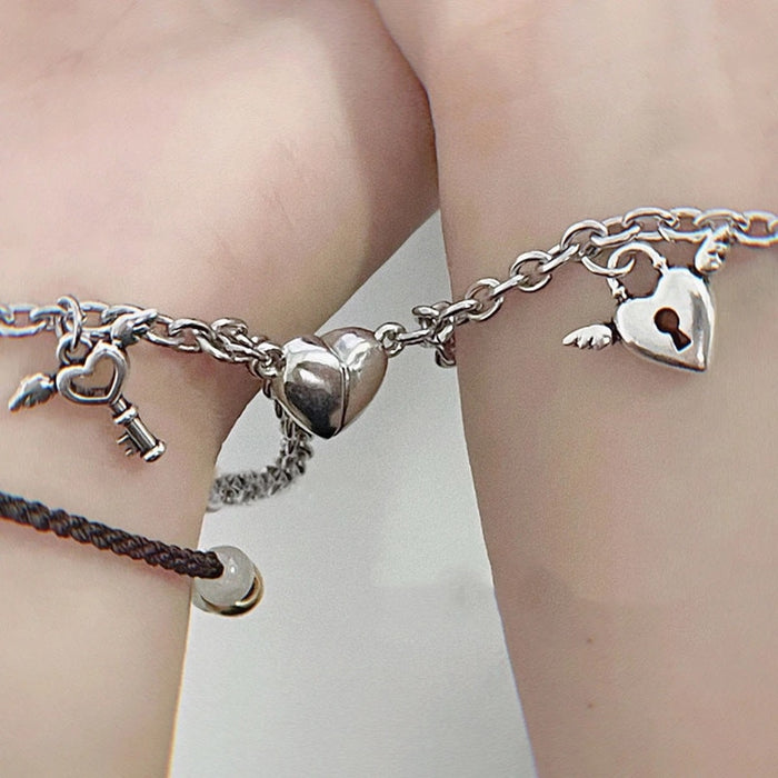 Pulsera con imán de corazón de 2 piezas para amantes