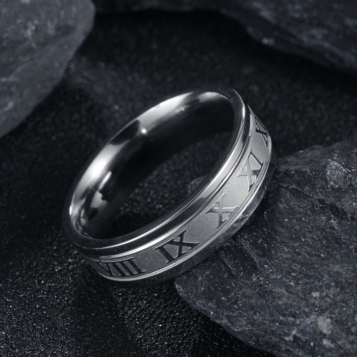 Vintage Roman Numbers Ring Temperament Fashion 6mm Width Stainless Steel Couple Ring For Men Woman Party Jewelry Birthday Gifts