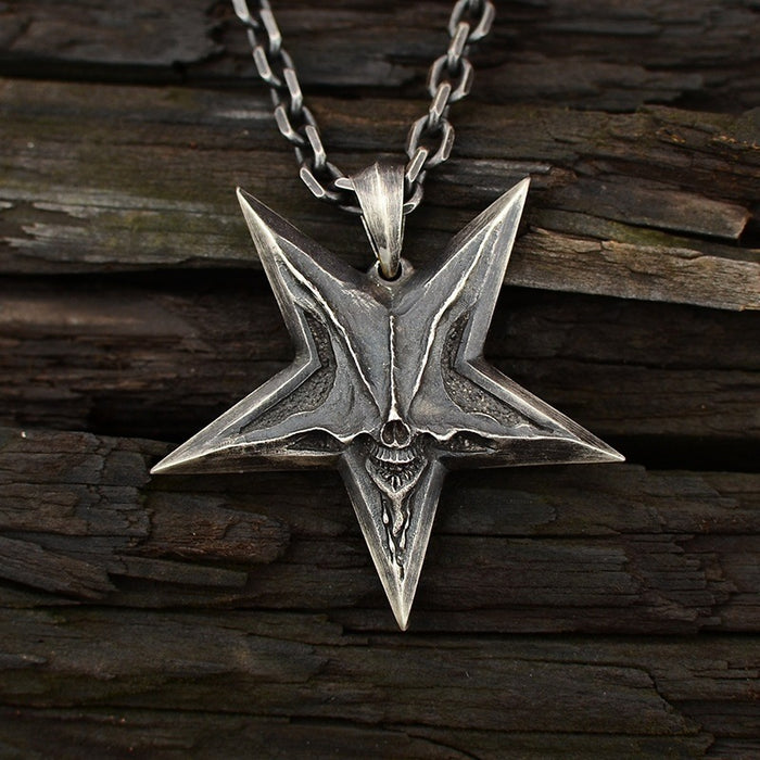 Vintage Cross Men's Alloy Pendant Punk Pentagram Pop Pendant Necklace