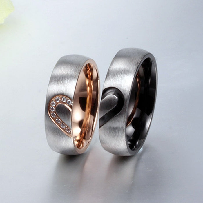 Love Heart Couple Rings For Women Men Wedding Engagement Cz Ring Unique