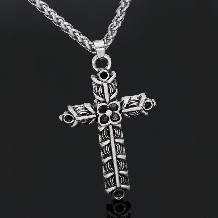 Viking Series Cross Flower Men's Necklace Nordic Style