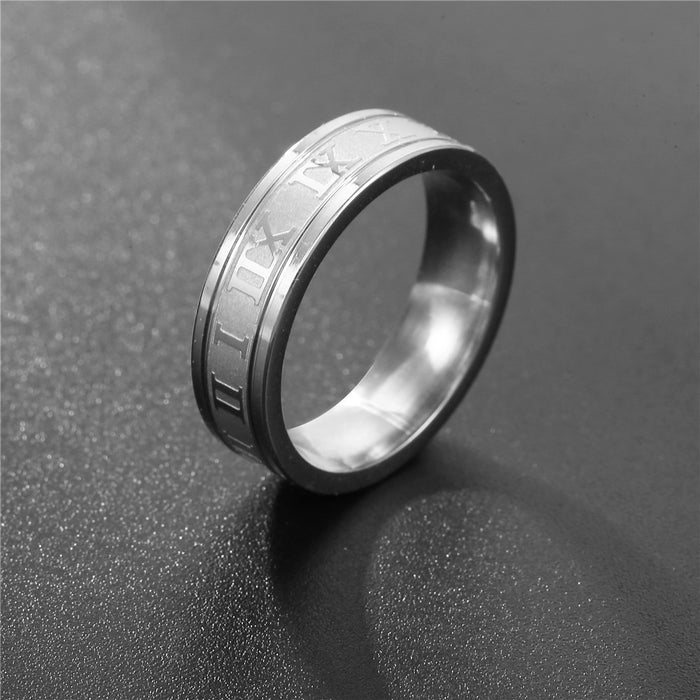 Vintage Roman Numbers Ring Temperament Fashion 6mm Width Stainless Steel Couple Ring For Men Woman Party Jewelry Birthday Gifts