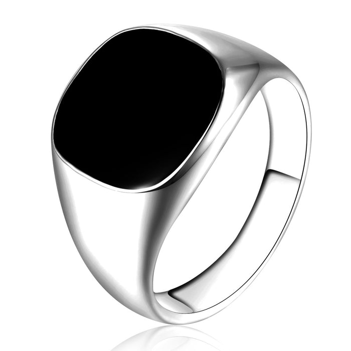 Rounded Square Ring Classic Glossy Drip Men's Ring