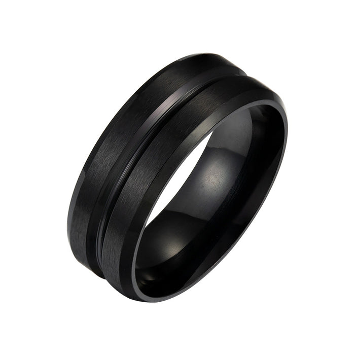 8MM Wide Middle Fluted Frosted Men's Stainless Steel Ring