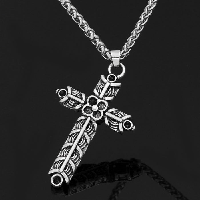 Viking Series Cross Flower Men's Necklace Nordic Style