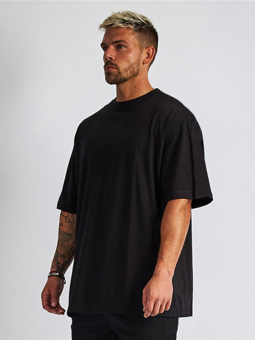 Men's solid color blank loose short-sleeved T-shirt