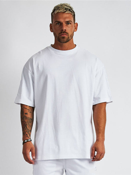 Men's solid color blank loose short-sleeved T-shirt