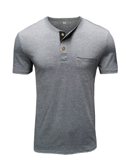 Men's solid color casual short-sleeved T-shirt