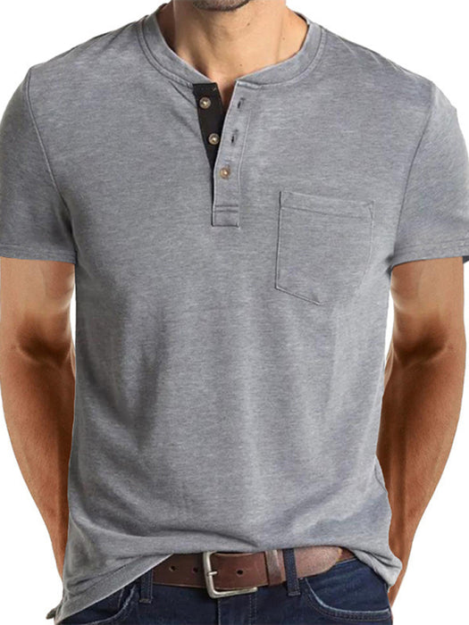 Men's solid color casual short-sleeved T-shirt