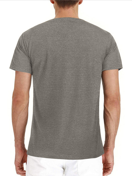 Men's solid color casual short-sleeved T-shirt